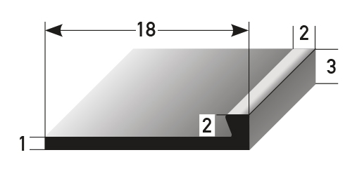 Anstoßprofil 2 mm 18x2 ungeb.