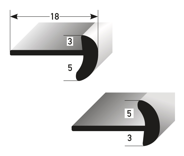 Treppenseitenprofil 3/5 ungebohrt