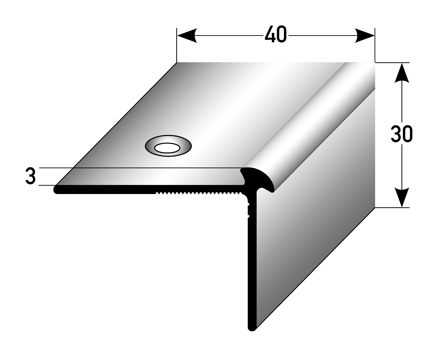 Eckprofil 30 x 40 x 3 mm glatt