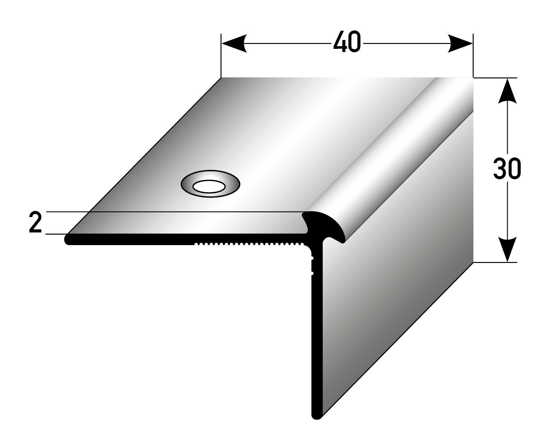 Eckprofil 30 x 40 x 2 mm glatt