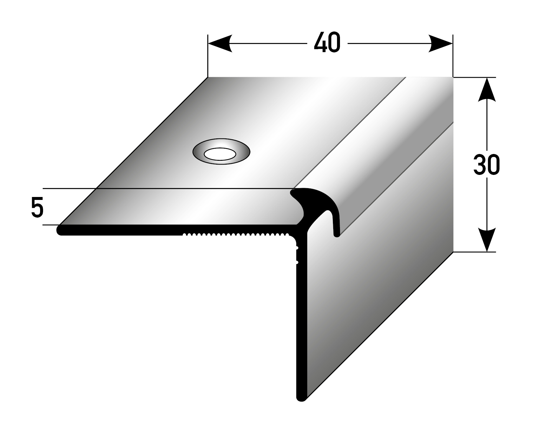 Eckprofil 30 x 40 x 5 mm glatt